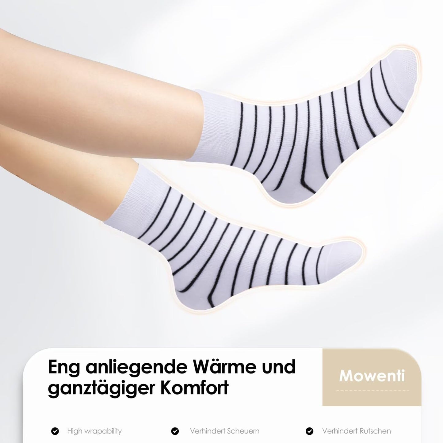 Mowenti Socken Mädchen 35-38 sportsocken strümpfe socks Mädchensocken bunte schwarz Streifen Punkte baumwollsocken 10 Paar