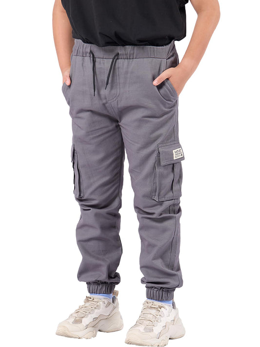 NATUST boys' cargo pants, children's leisure trousers with elastic waistband 