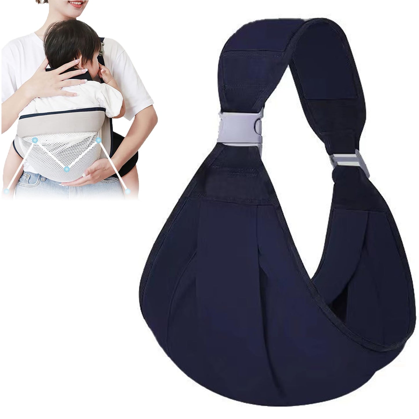 Babytrage,Babytrage Neugeborene ab Geburt,Tragetuch Baby Nugeboren,Atmungsaktive Baby Tragetuch,Babyrückentragen 0-15Kg,Neugeborene Verstellbare Babytrage