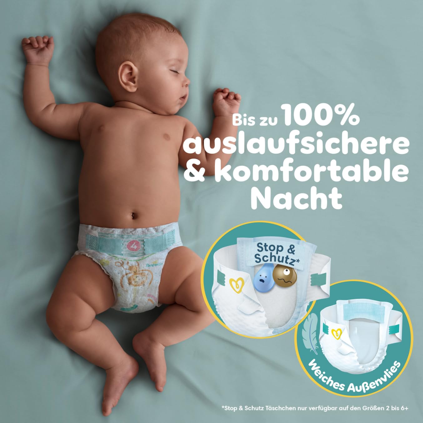 Pampers Baby-Dry Size 3, 222 Nappies, 6 kg - 10 kg, Up to 100% Leak Protection & Comfort All Night