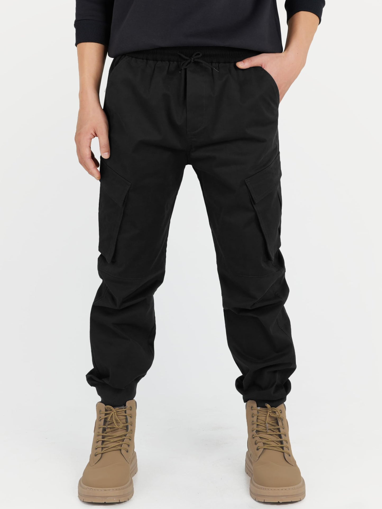 CAMLAKEE Jungen Jogger Hose aus Twil Cargohose mit elastischem Bund