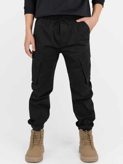 CAMLAKEE Jungen Jogger Hose aus Twil Cargohose mit elastischem Bund