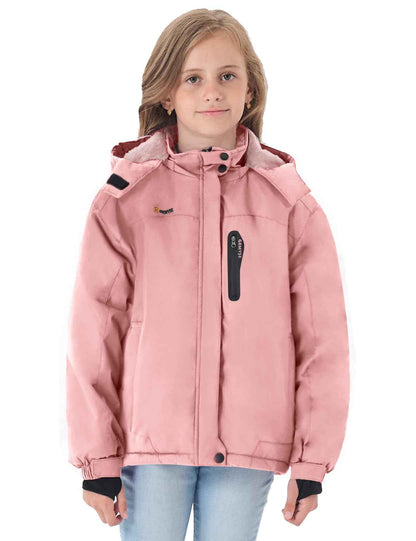 GEMYSE Girls' Waterproof Ski Jacket Windproof Fleece Outdoor Winter Jacket Rain Jacket with Hood