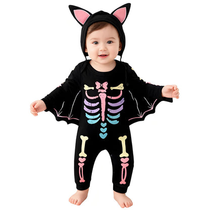 Halloween Kostüm Baby Fledermaus Skelett Strampler