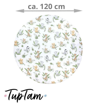 TupTam Krabbeldecke für Baby 120x120 cm - Gepolsterte Spieldecke Baby Baumwolle, XXL, OEKO-TEX, Weich & Hautfreundlich, Farbe: Wald/Beige