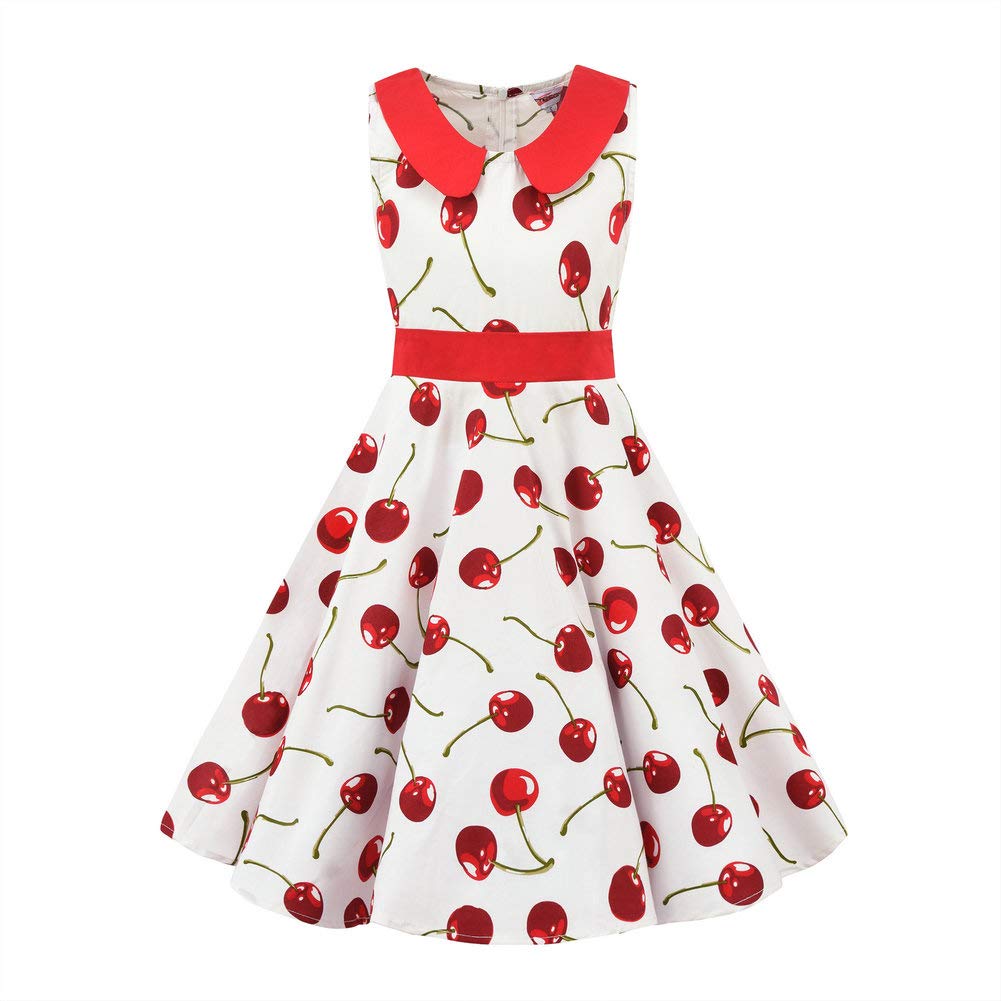 Mädchen Retro Vintage Rockabilly Kleid Partykleider Cocktailkleider