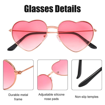 ALTcompluser 2 Pack Herz Sonnenbrille, Weinsamkeit Hippie Gläser, Retro Kostüm Brille für Kinder Herren Damen 60er 70er 80er 90er Party Hippie Chic, Kleid Accessoires