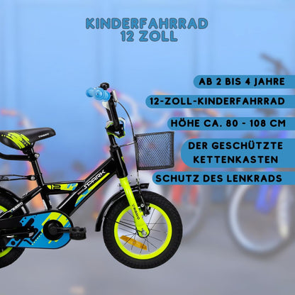 MIRAVO Kinderfahrrad Fahrrad Kinder Ab 2 Bis 8 Jahre Mit Stützrädern Schubstange V-Brake Bremsen Rückstrahl Aufkleber 12 16 20 Zoll Radgröße Korb Für Junge Spark - Meloni2