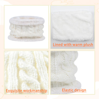 LINSOCLE 3-in-1 Children's Winter Hat Scarf Gloves Set, Knitted Hat Baby Hat Children's Hat Set, Boys Warm Winter Hat Beanie Hat Gloves Round Scarf Set for Children 2-6 Years