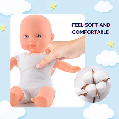 Toy Choi's Twin Puppe Set - 32cm Baby Puppen Für Kleinkinder ab 1 Jahr, mit Strampler und Hut, Schnuller und Puppenlätzchen, weiches Babypuppen Spielzeug Vorschulgeschenk