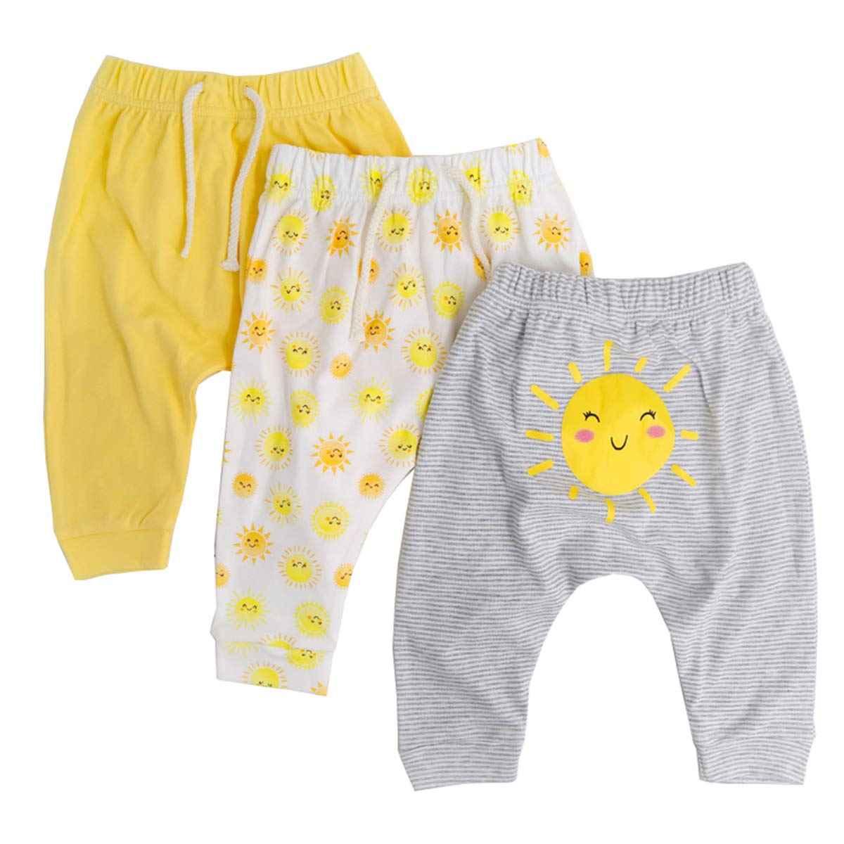CuteOn Pack of 3 Unisex Children's Toddler Harem Trousers Cotton Elastic Trousers