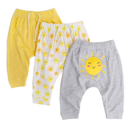 CuteOn Pack of 3 Unisex Children's Toddler Harem Trousers Cotton Elastic Trousers