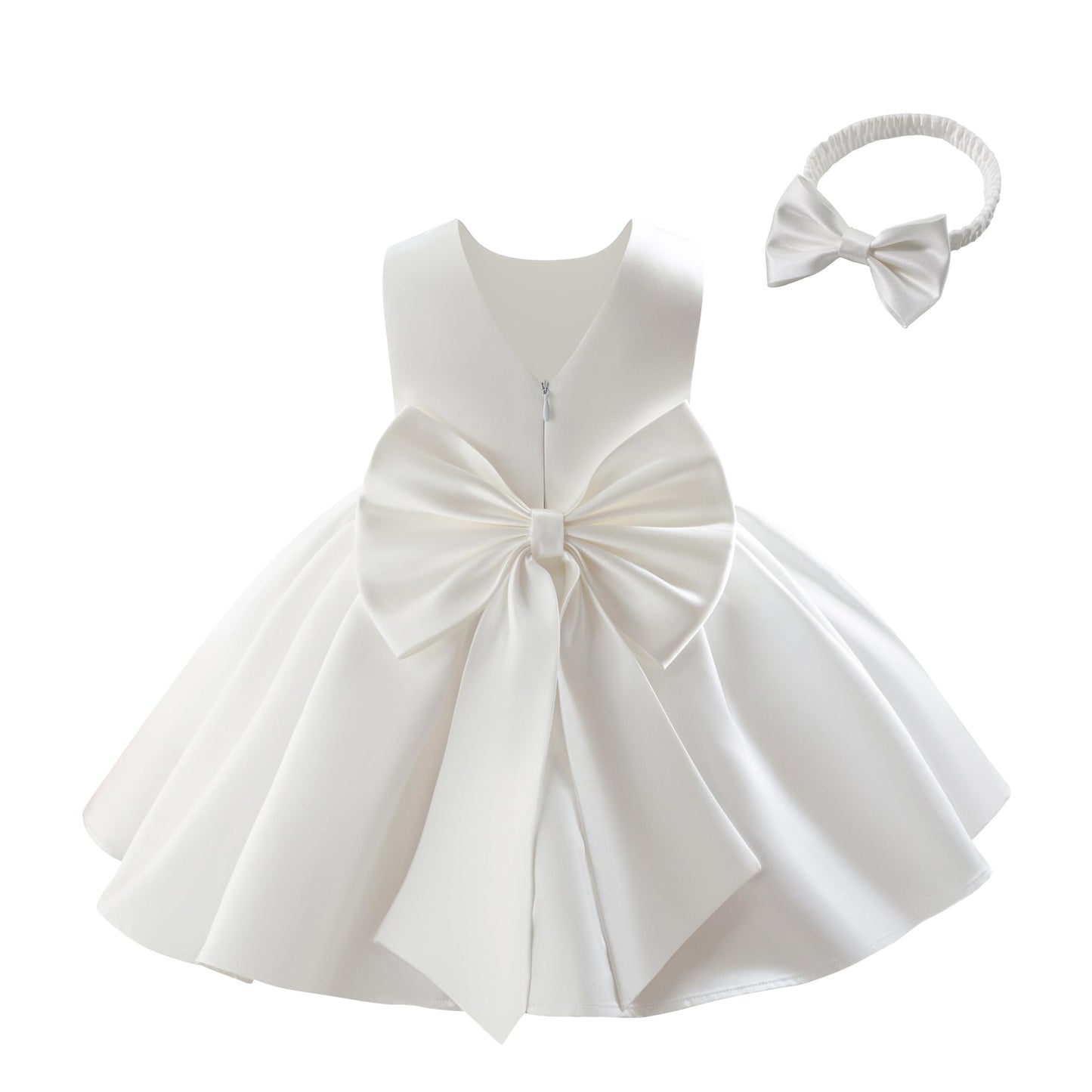 Baby Mädchen Kleid Satin Bowknot A-Linie Taufe Kleid Ärmellos Kleinkind Prinzessin Geburtstag Kleider Kinder Hochzeit Blumenmädchen Kleid Festliche Party Kleid