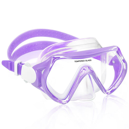 WOVOKA Taucherbrille Kinder, Schwimmbrille Kinder für 4-12 Jahre, Tauchmaske Schnorchelmaske Nasenabdeckung 180°Panorama HD Anti Nebel Anti-Leck für Jungen Mädchen Jugendliche