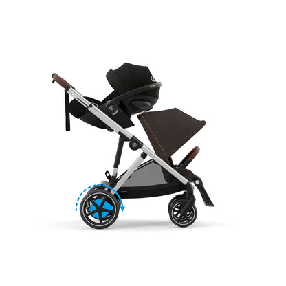 CYBEX Gold Kinderwagen e-GAZELLE S, Ab Geburt bis ca. 4 Jahre, Max. 22 kg (Single-Modus) / 2x 22 kg (Duo-Modus), All-in-1-System mit E-Antrieb und 20+ Konfigurationen, Stone Grey