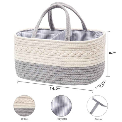 Baby Nappy Caddy Organiser, Multifunctional Storage Box for Nappies, with Interchangeable Compartments, 100% Cotton Linen, Portable Storage Basket for Nappies, Baby Shower Gift