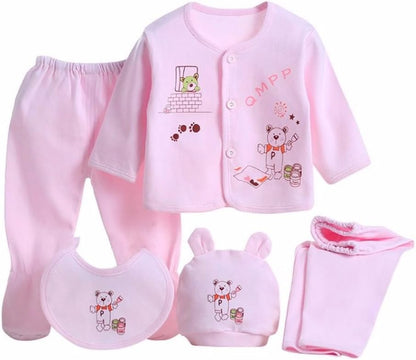 5 Stück Neugeborenen 0-3 M Jungen Mädchen Baby Baumwolle Kleidung Tops Hut Hosen Anzug Outfit Sets Eine Größe