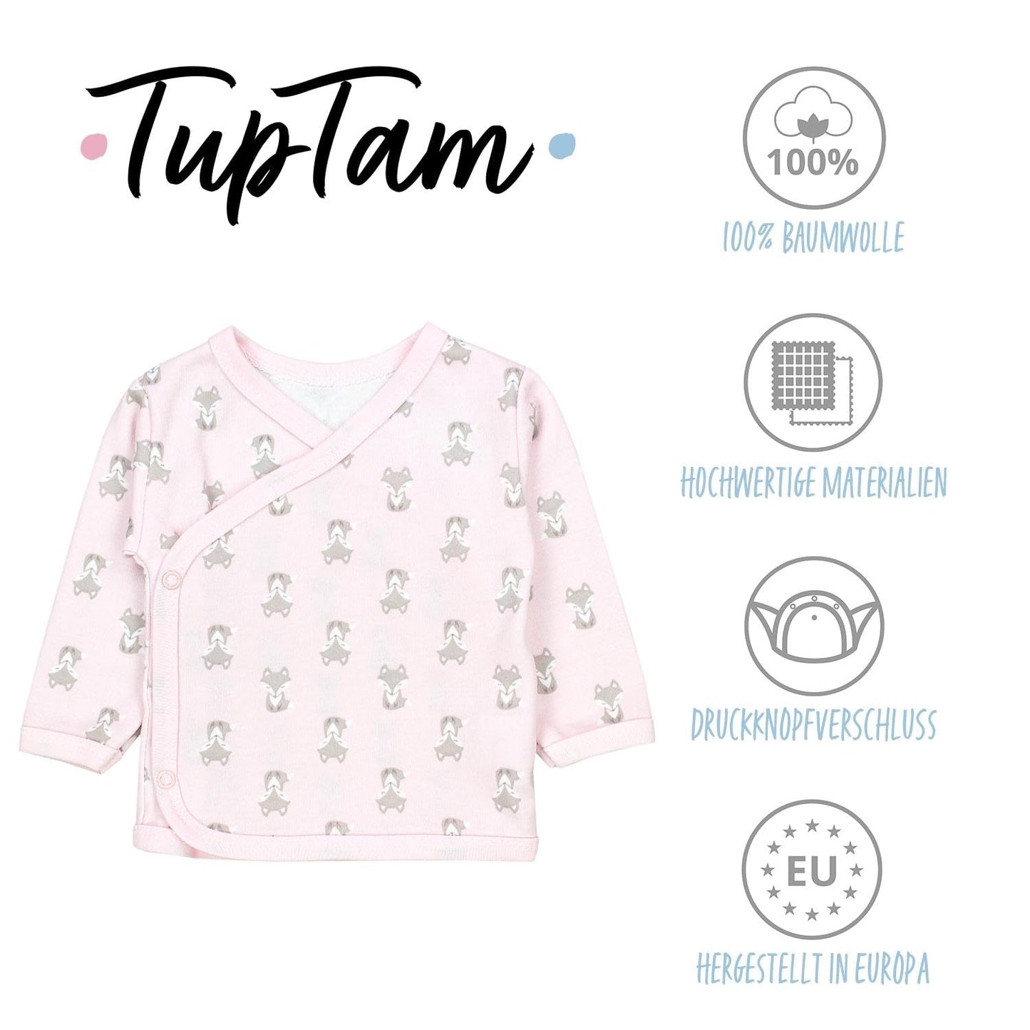TupTam Baby Mädchen Langarm Wickelshirt Baumwolle 5er Set