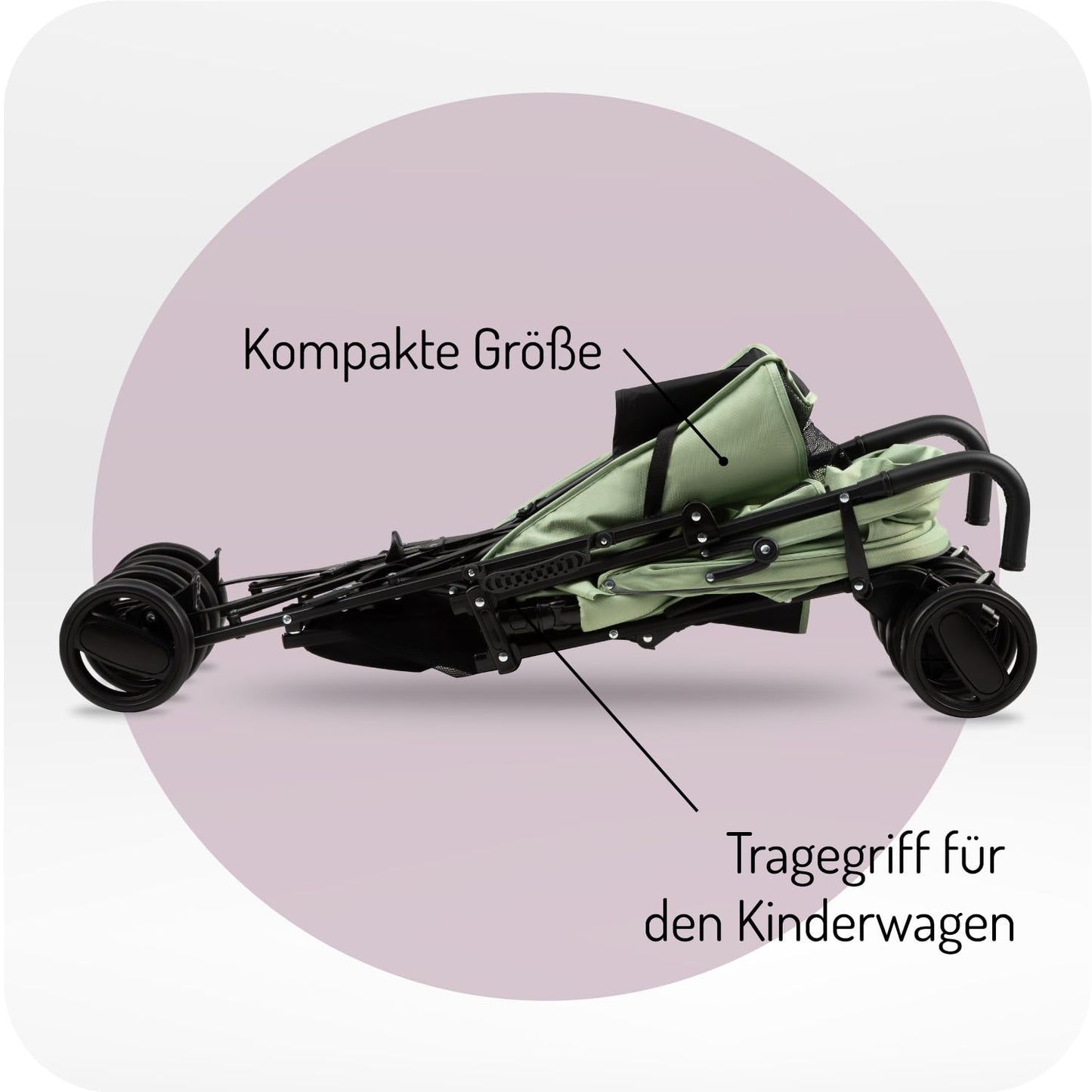 MoMi AKIRA Kinderbuggy Kinderwagen ab 6 Monaten (bis 15 kg), verstellbarer 5-Punkt-Sicherheitsgurt, Babytasche, Einkaufskorb, Regen- und Insektenschutz.