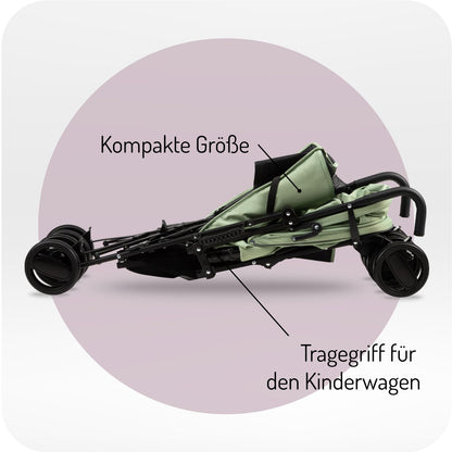 MoMi AKIRA Kinderbuggy Kinderwagen ab 6 Monaten (bis 15 kg), verstellbarer 5-Punkt-Sicherheitsgurt, Babytasche, Einkaufskorb, Regen- und Insektenschutz.