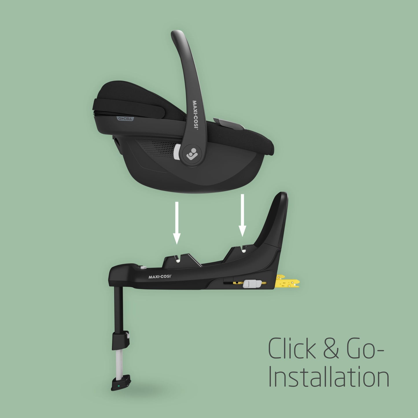 Maxi-Cosi Pebble i-Size, Babyschale, 0–15 Monate, 0–13 kg, 40–83 cm, leichter i-Size Kindersitz, Click&Go-Installation, G-CELL Seitenaufprallschutz, Sitzverkleinerer, Tonal Black - Meloni2