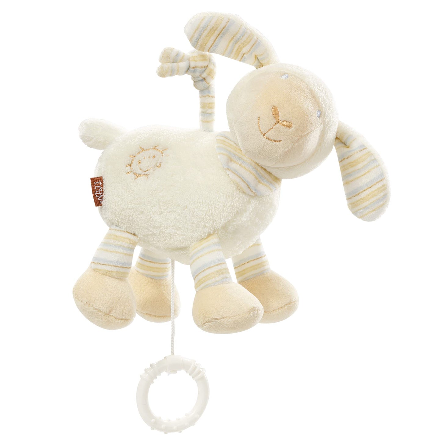 Fehn Spieluhr Baby Einschlafhilfe Schaf - Kuscheltier mit sanfter Einschlafhilfe Melodie "Guten Abend, gut´ Nacht" - Babyspielzeug für Unterwegs und Zuhause - Musikspielzeug für Babys und Kleinkinder