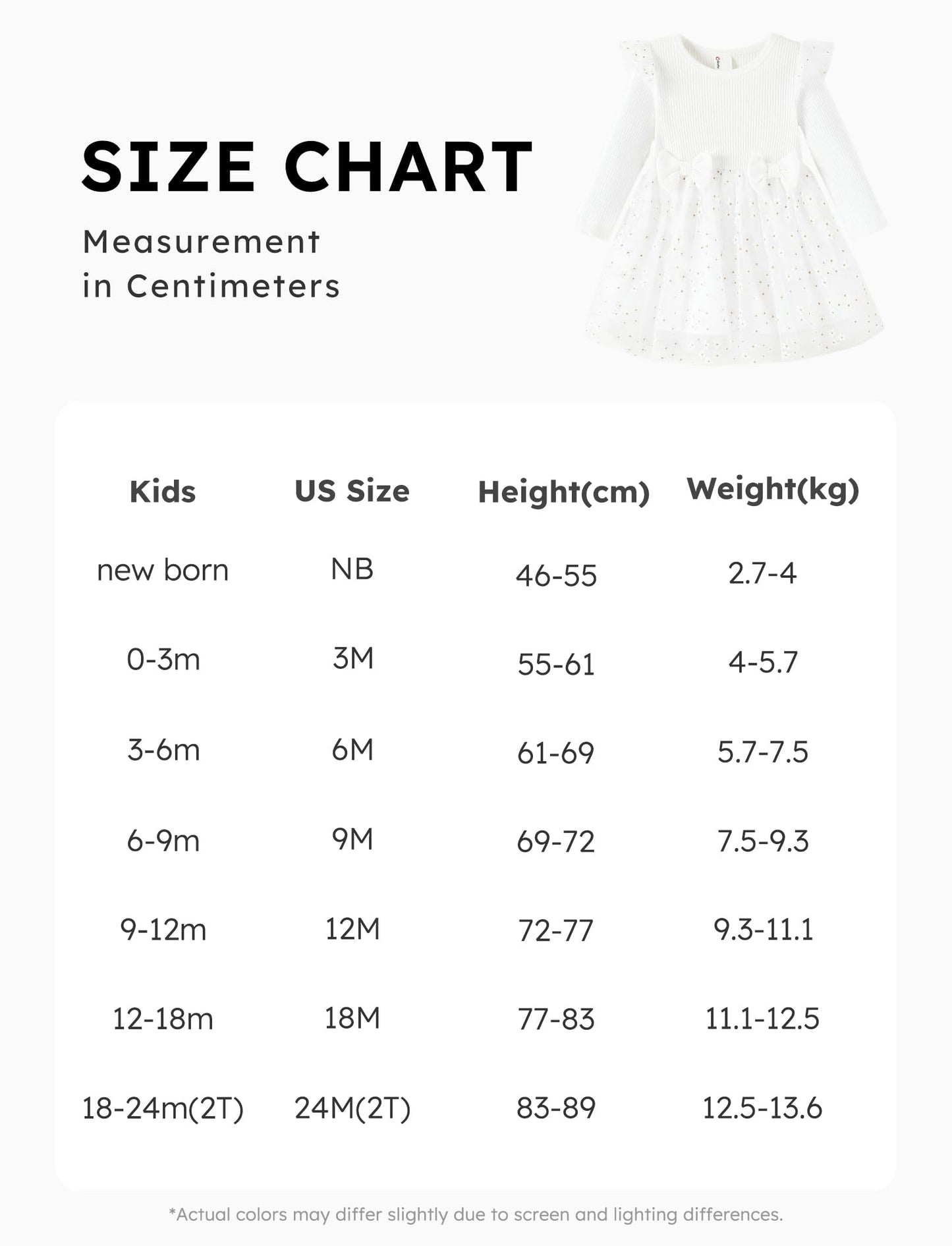 PATPAT Baby Girls' Tulle Dress with Long Sleeves, Tutu for Toddlers, Perfect as a Flower Girl or Christmas Party Birthday Long Sleeve Princess Dress, 3-24 Months