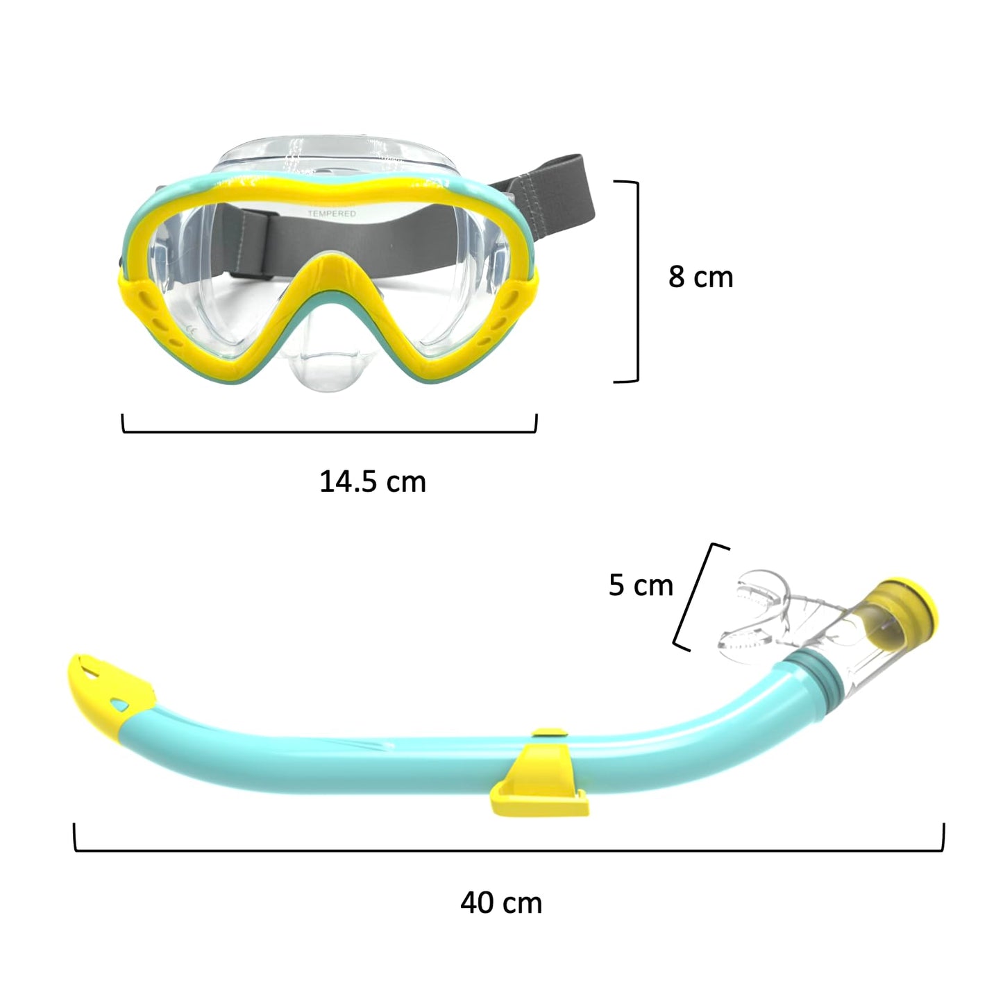 EasyDive Snorkel Set Children's Snorkel Mask with Elastic Band Anti-Fog Diving Mask Diving Mask Dry Silicone Material Snorkelling Set for Boys Girls