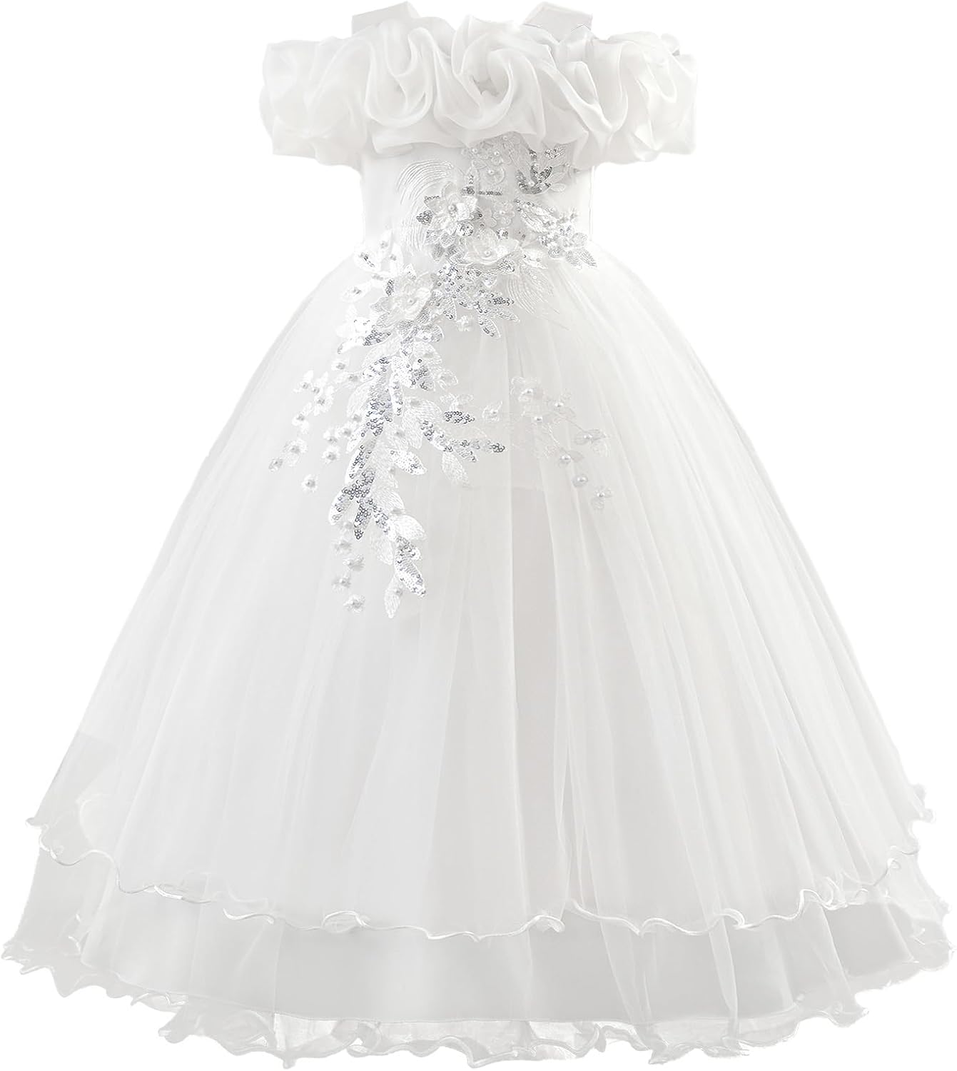 Kinder Mädchen Blumenmädchen Kleider Bestickt Hochzeit Brautjungfer Kleider Trägerlose Prinzessin Kleider Klavier Kostüme
