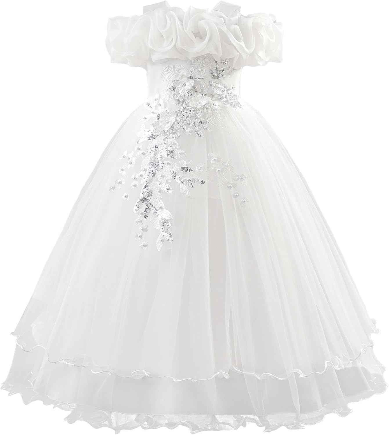 Children's Girls Flower Girl Dresses Embroidered Wedding Bridesmaid Dresses Strapless Princess Dresses Piano Costumes