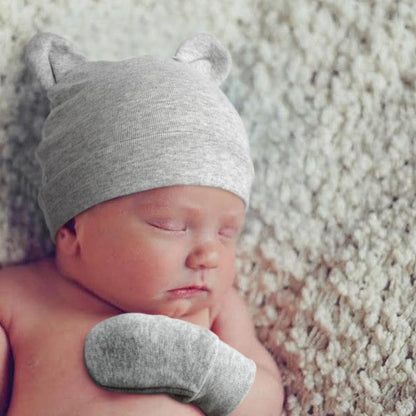 DRESHOW Newborn Baby Hat and Gloves Set Beanie Clothing Unisex Infant Hat Kindergarten Cap Baby Boys Girls 0-6 Months 