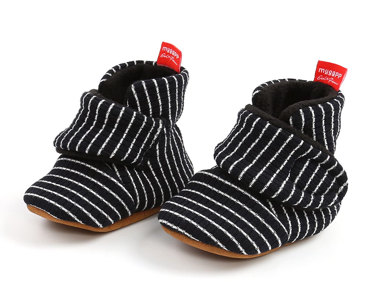 Sehfupoye Toddler Baby Boys Girls Cotton Booties Shoes Striped Soft Sole Newborn First Hiking Shoes Warm Fleece Boots 0-18M