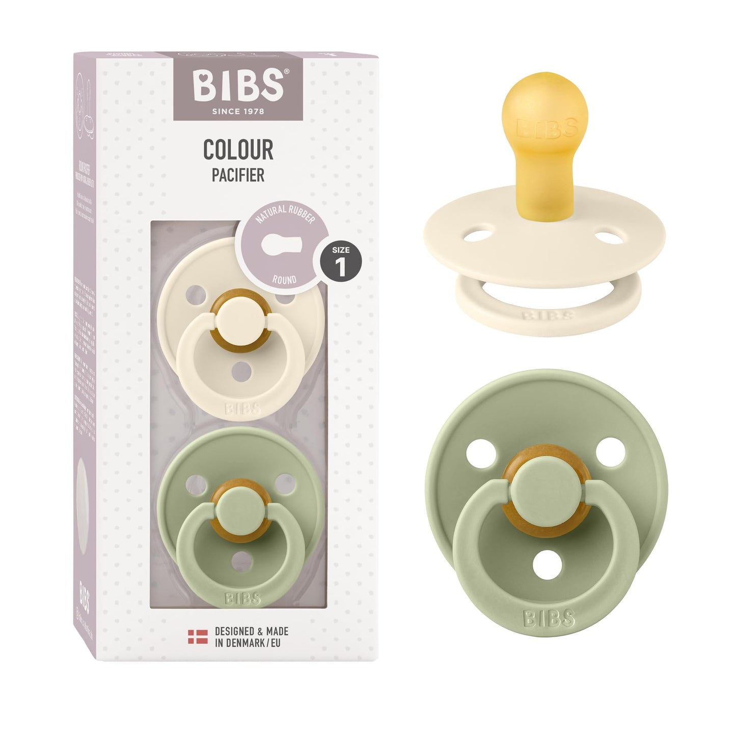 BIBS Colour Schnuller 2er-Pack, BPA-frei, Kirschform Nippel. Naturkautschuk/Latex, Hergestellt in Dänemark. Größe 2 | 6+ Monate | 2-Pack, Coral/Ruby