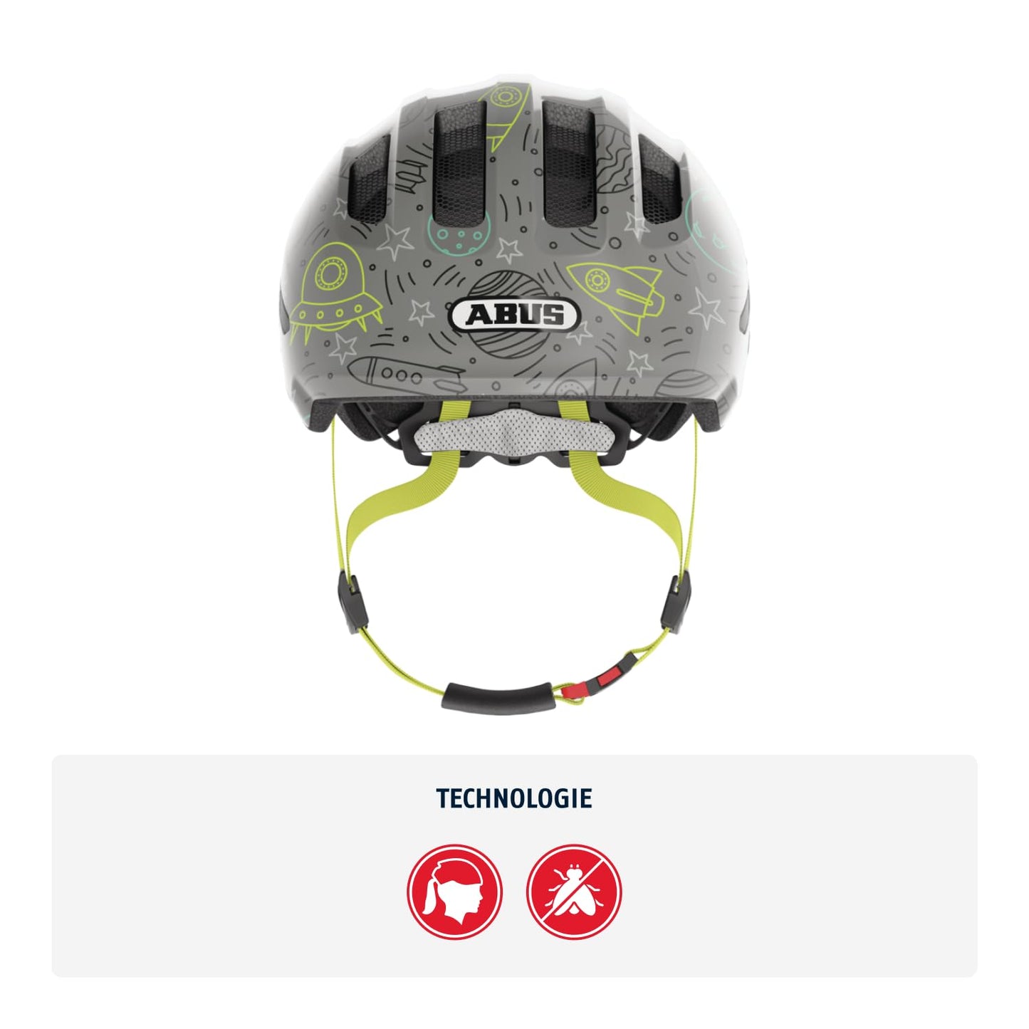 ABUS Kinderhelm Smiley 3.0 LED - Fahrradhelm mit Licht - Tiefe Passform & Platz für einen Zopf - für Mädchen und Jungs