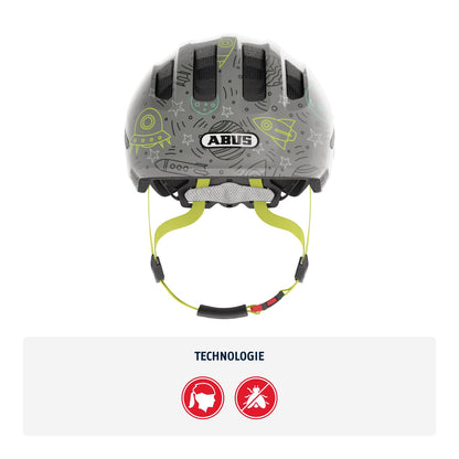 ABUS Kinderhelm Smiley 3.0 LED - Fahrradhelm mit Licht - Tiefe Passform & Platz für einen Zopf - für Mädchen und Jungs