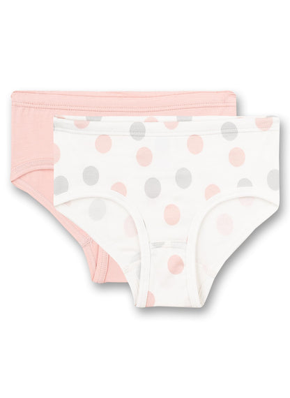 Sanetta Mädchen-Hüftslip (Doppelpack) Dots-Allover und Rosa | Hochwertige und nachhaltige Unterhose für Mädchen aus Baumwolle. Inhalt: 2er Set Unterwäsche für Mädchen