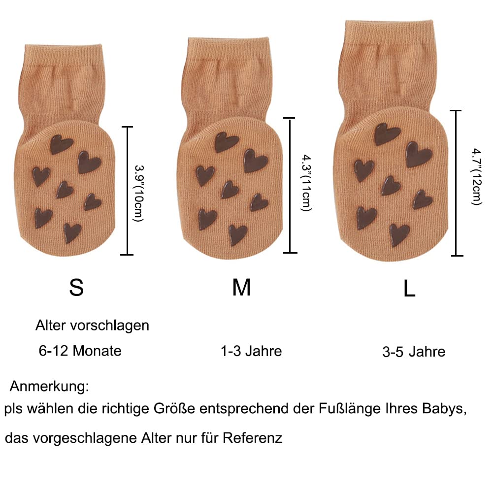 Rutschfeste Socken für Baby Mädchen Jungen 5 Paar Kinder Anti Rutsch Socken Sportsocken Stoppersocken
