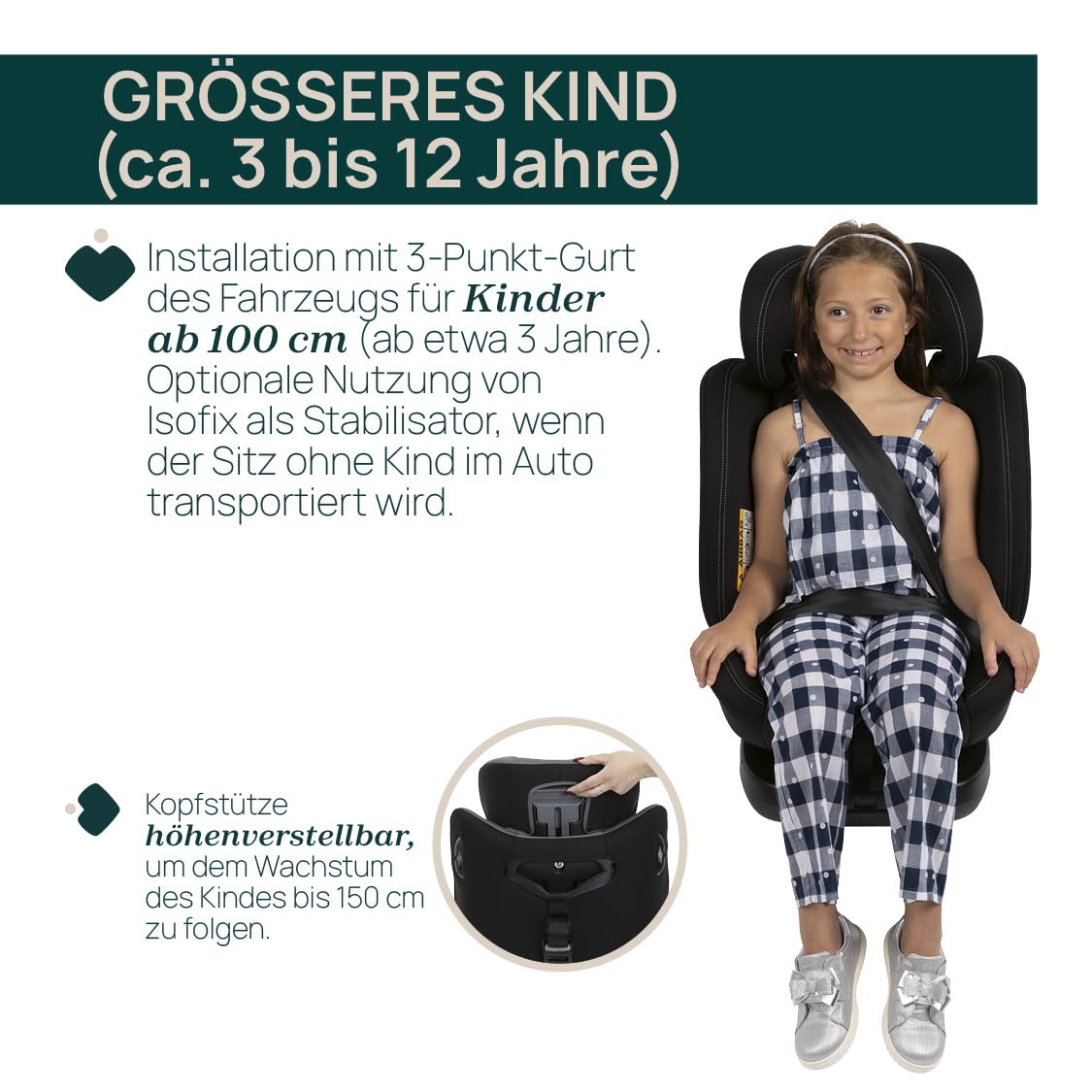 Chicco Unico Evo I-Size, Kindersitz 0-36 Kg, für Kinder von 40 bis 150 cm, homologiert ECE R129/03, Isofix 360° drehbar und neigbar, Gruppe 0+/1/2/3 von 0 bis 12 Jahren, Schwarz