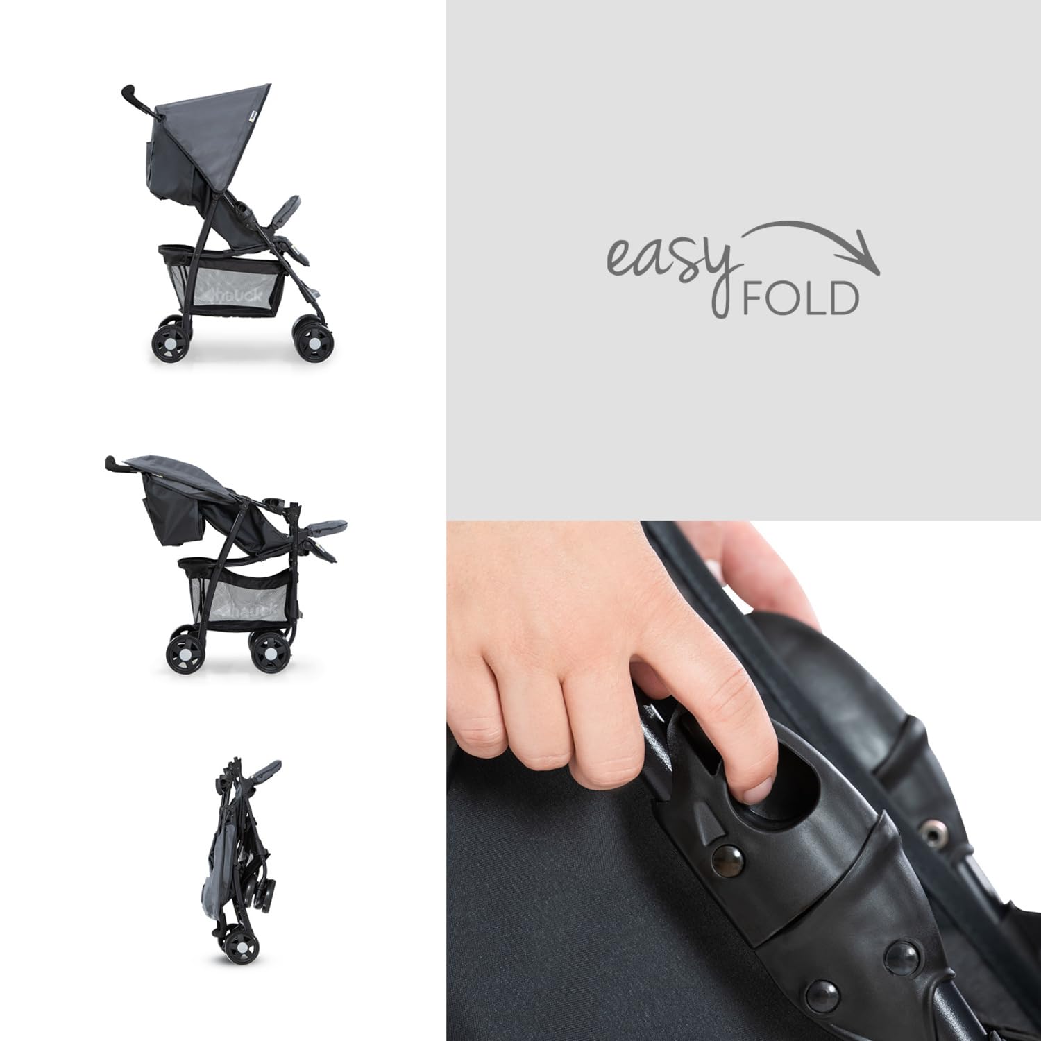 Hauck Lightweight Stroller up to 18 kg with reclining function from birth, small foldaway, sun canopy, large basket - Meloni2