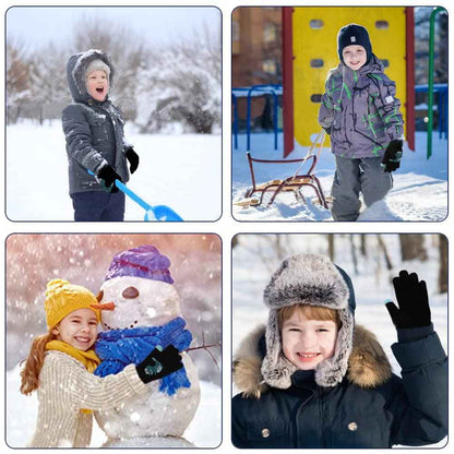 ZDQC 2 Paar Warme Strickhandschuhe Kinder,Süße Handschuhe Kinder,Handschuhe Kinder Stretch,Winter Warme Strickhandschuhe,Vollfinger Handschuhe,Fingerhandschuhe Kinder Winter