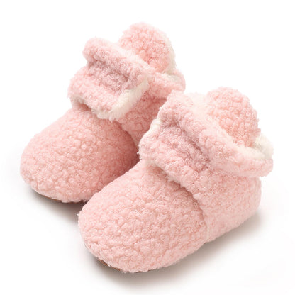 TMEOG Baby Winter Shoes Thermal Baby Shoes Crawling Shoes Fleece Baby Boots Non-Slip Warm Booties Baby Boots Lined Newborn Walk Shoes for Girls Boys 0-18 Months