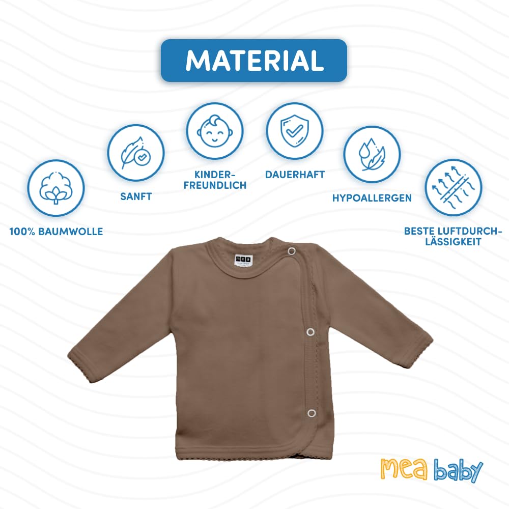 MEA BABY Unisex Baby Wrap Shirt Wrap Jacket Long Sleeve 100% Cotton Pack of 5 Wrap Shirt for Girls Wrap Shirt for Boys
