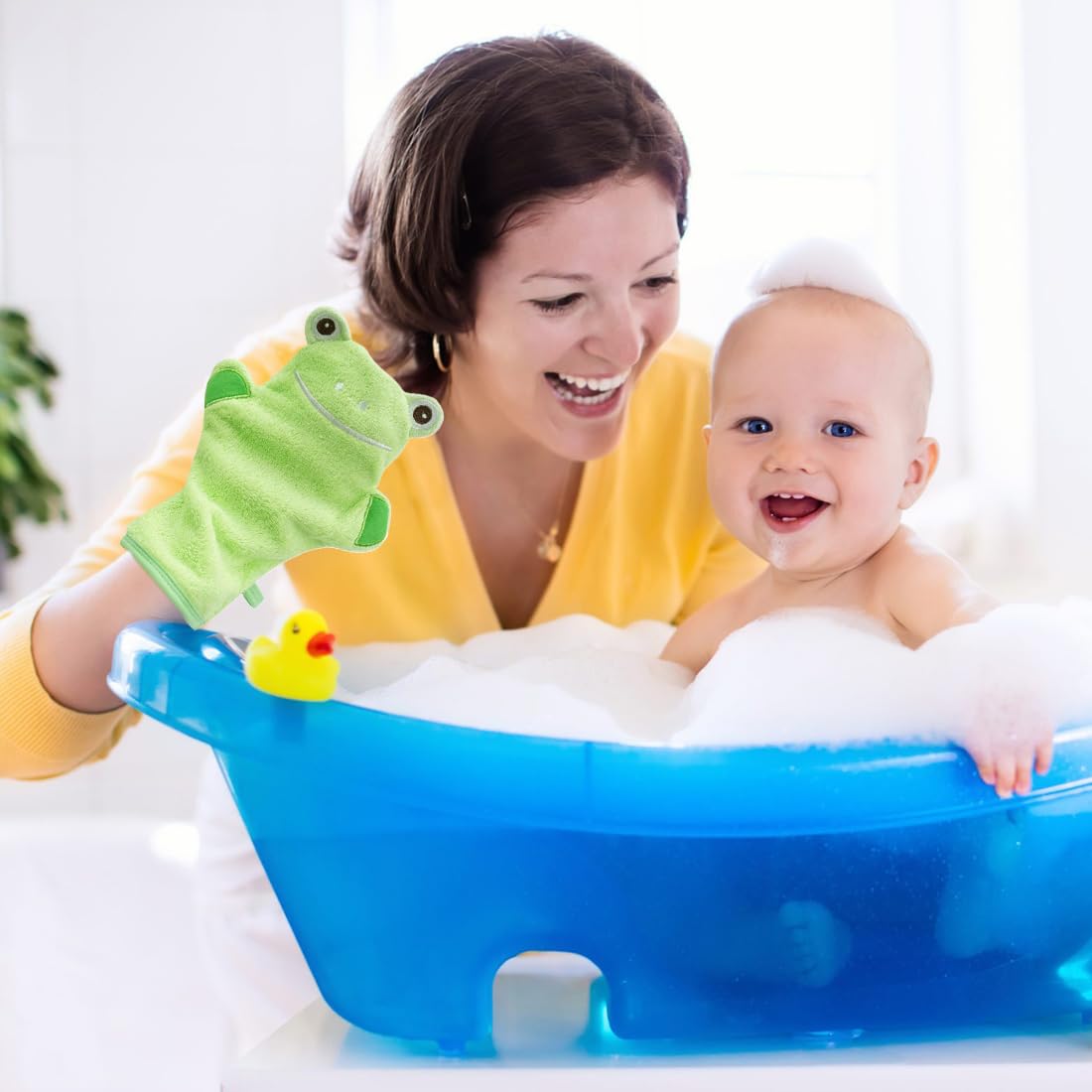Baby Bade Handschuhe, Niedliches Baby Waschlappen, Baby Cartoon Badehandschuhe, Baumwolle Handtuch Sanftes Peeling, für Baby und Kinder