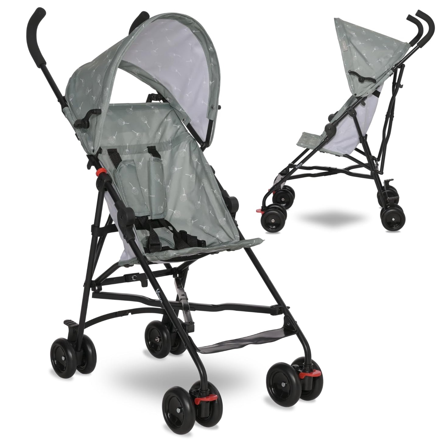 Lorelli Ultra Leichter Buggy Kinderwagen Vaya - nur 4,7kg - Kompakter Sportsitz bis 15kg, Sitzbuggy mit 5-Punkt-Gurt, faltbarem Verdeck und ergonomischen Griffen, klappbarer Reisekinderwagen, rosa - Meloni2