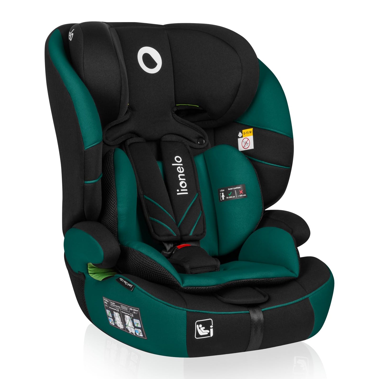 LIONELO LEVI I-SIZE 76-150 cm Kinderautositz, Gruppe 1 2 3, Seitenschutz, 10 Grad Kopfstützenverstellung Bequeme Armlehnen Verstellbare Rückenlehne, R129 i-Size