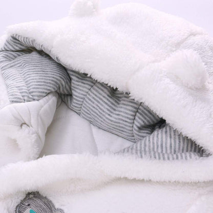 Baby Winter Schneeanzug Baby Strampler, Junge und Mädchen Einteiliger Anzug mit Kapuze, Kleinkind Oberbekleidung Schneeanzug Set Dick und Warm,Blau 3-6 Monate