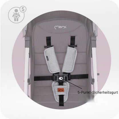 MoMi ESTELLE Reise Buggy Klein Zusammenklappbar - Kinderwagen Klappbar für Kinder bis 15kg ab 6 Monaten - Reisebuggy mit Liegefunktion - Kinderbuggy Leicht 7,5kg - 5-Punkt-Sicherheitsgurt