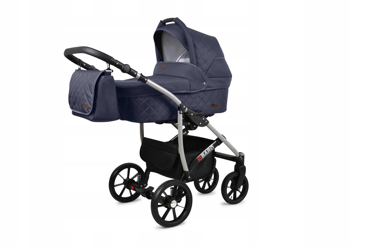 BabyLux® Bambimo Qbaro 3-in-1 Pushchair Set Including Baby Carrycot, Buggy Sports Seat, Car Seat - Car Seat - Pram Set - Combination Pram with Changing Bag, Rain Cover etc. 