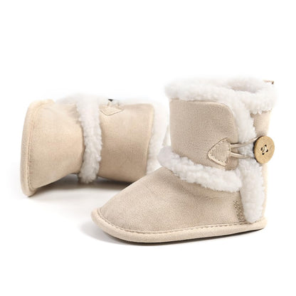 Baby Winter Warm Snow Boots Newborn Baby Girls Boys Soft Sole Buttons Fleece Boots Infant Toddler First Walker Shoes