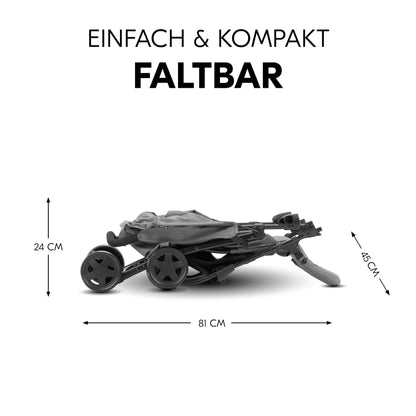 Hauck Lightweight Stroller up to 18 kg with reclining function from birth, small foldaway, sun canopy, large basket - Meloni2